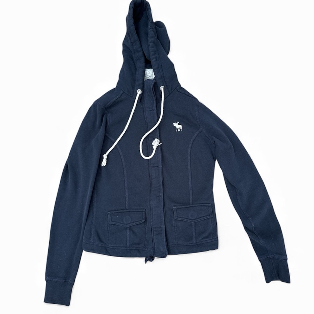 A&F Moose Logo Preppy Fleece Lined Parka Jacket Medium Cozy Hooded